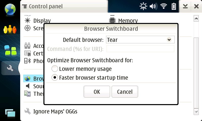 Browser Switchboard control panel screenshot on Diablo