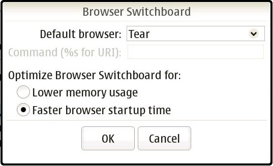 Browser Switchboard control panel UI